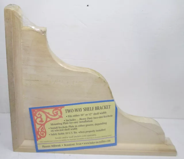 Vintage Phoenix Millwork Wood Two-Way Wood Shelf Bracket 10”—12” Shelf Width