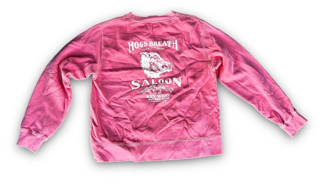 Hog's Breath Saloon Sweater Pink White Long Sleeve Cotton Blend Woman Sz Large L
