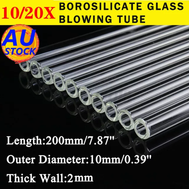 10/20 Pcs 10mm 2mm Thick Wall Borosilicate Glass Tube Pyrex Blowing Lab Tubing