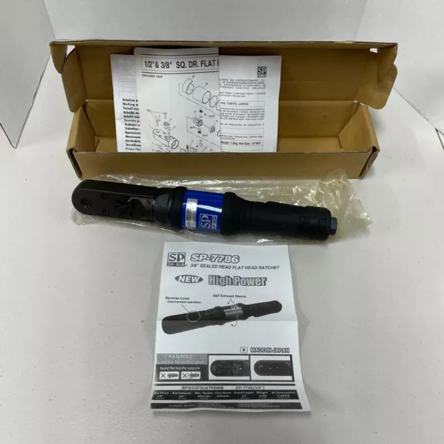 SP AIR - 1/2" & 3/8" Square Drive Sealed Flat Head High Power Ratchet # SP-7786