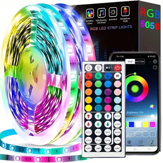 Ruban LED 5M,10M,20M,Bluetooth, RGB,Multicolore avec Télécommande Smartphone