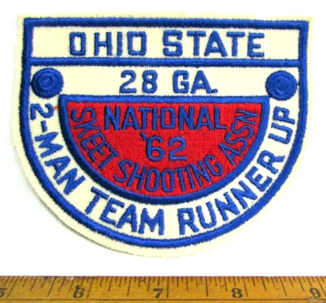 Vtg National Skeet Shooting Assn 1962 Ohio State Patch 28 Gauge 2 Man Runner Up