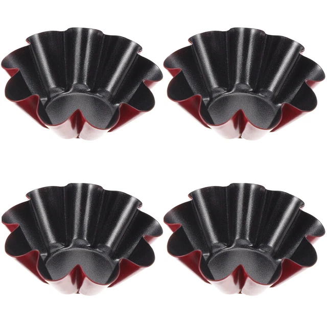 Stampo crostata all'uovo a forma di fiore mini torte tazza da forno tarlet nero non rivestito