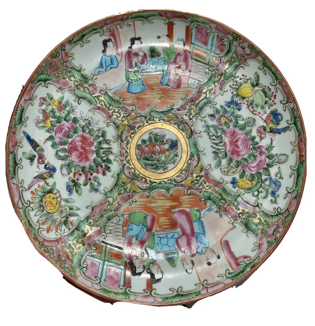 Large Antique Canton 'Famille Rose' Porcelain Plate-Unsigned