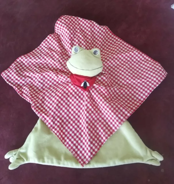 IKEA Green Frog Baby Security Blanket Fabler Groda Red Gingham Plaid Scarf Lovey