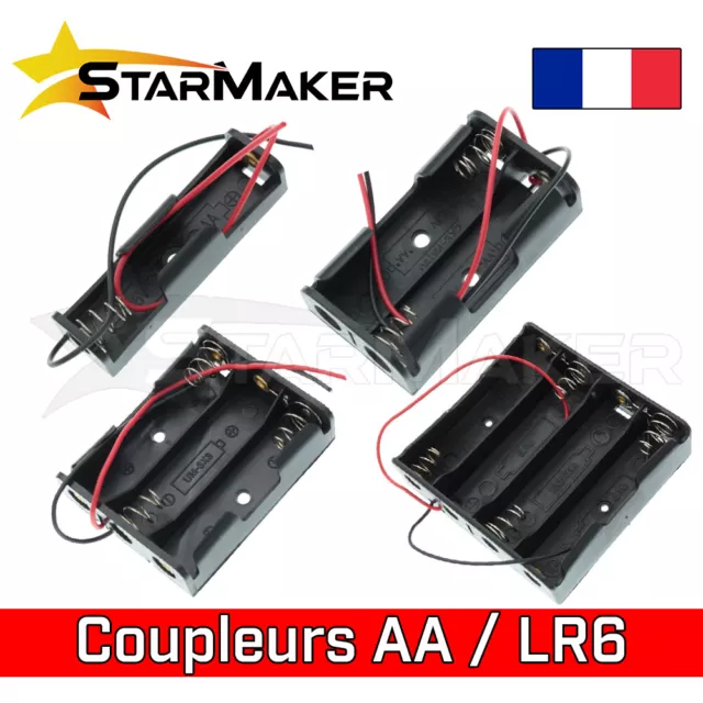 Support boitier AA coupleur batterie 1, 2, 3, 4 piles LR6 1.5V 3V 4.5V 6V