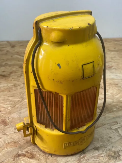 alte FEUERHAND Sturmlampe Warnlampe Baustellenlampe gelb Vintage Sammler