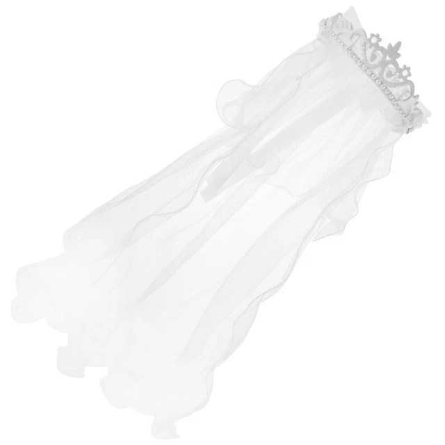 Fiori delicati ragazza velo corona due strati bianco matrimonio comunione capelli