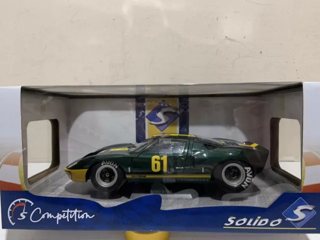 Boxed 1:18 Scale Diecast Model Car Solido Ford GT #61 Jim Clark Tribute