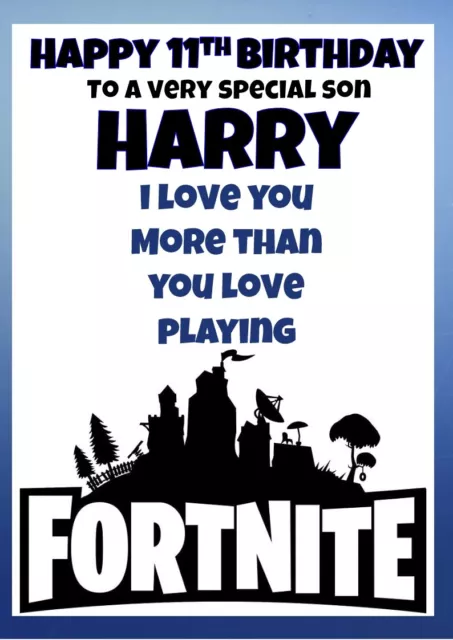 Personalised Fortnite Birthday card  any name/relation/age