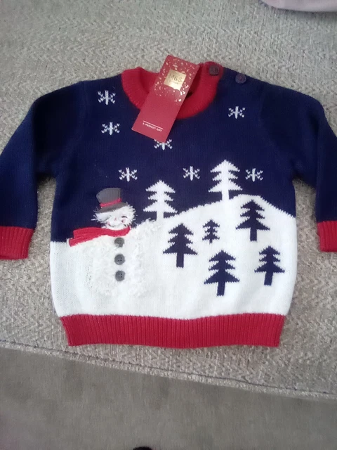 Bnwt Pure Cotton "Chrismas Jumper"  By Marks & Spencer Age 3/6 Mth