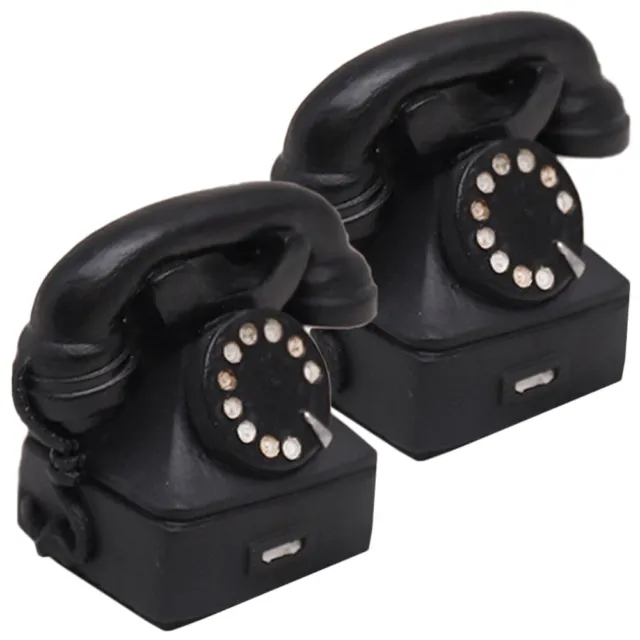 2 Pcs Harz Büro Vintage Telefon Mit Wählscheibe Telefone Für Festnetz Antikes