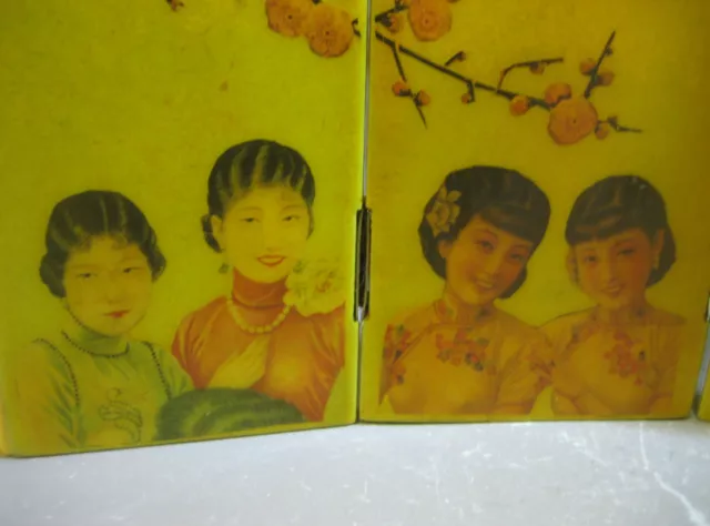 Vintage oriental handmade miniature folding screen 3
