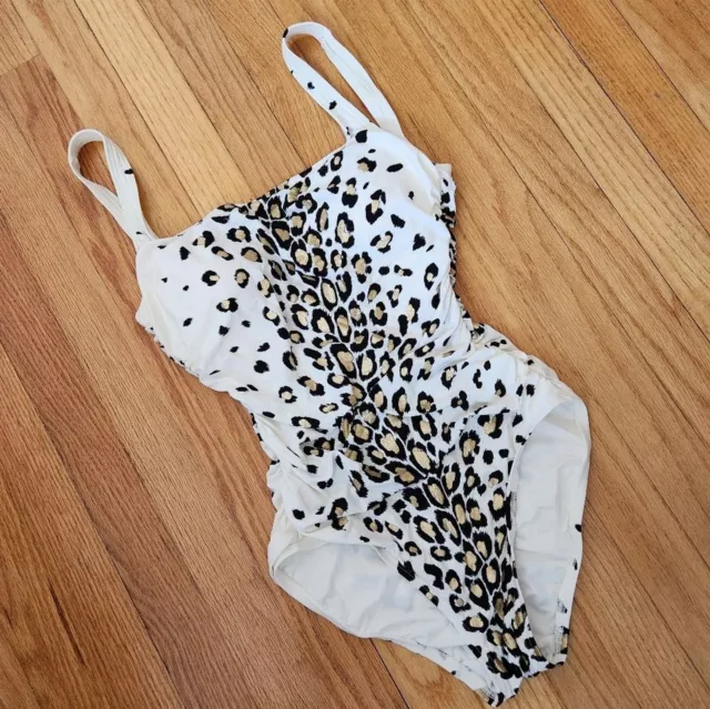 Carmen Marc Valvo leopard print shirred sides one piece swimsuit Size 6