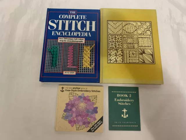 4x Books Needlepoint Complete Stitch Encyclopedia Anchor Free Style Stitches