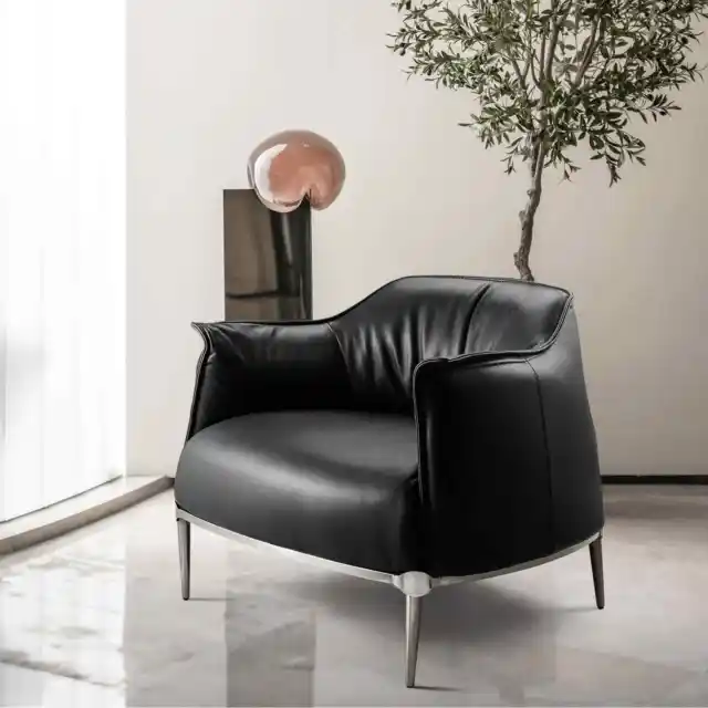 Mid Century Modern Armchair Real Leather Archibald Chair Single Sofa Living Room