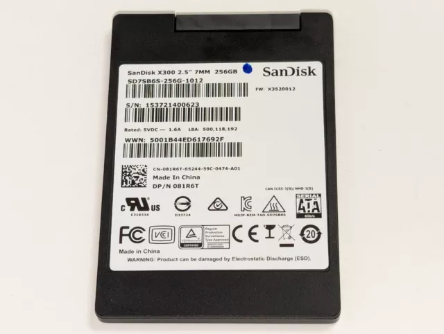 SanDisk 256GB X300 SSD SATA 2.5" 7mm Solid State Drive SD7SB6S-256G-1012