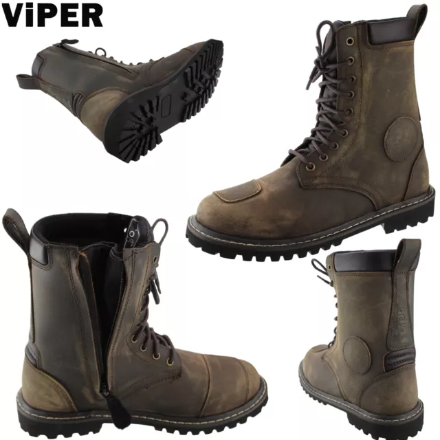 ViPER R30 Motorcycle Motorbike Reinforced Leather Waterproof Laced Front CE Boot