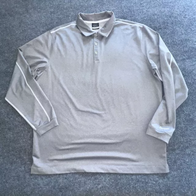 Nike Golf Shirt Men's XL Grey Dri-Fit Polyester Stretch Collared Long Sleeve