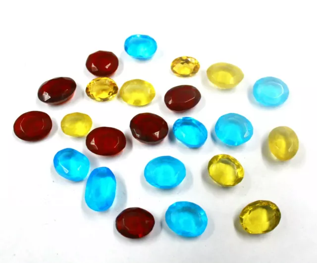 260 CT Certifié Bleu Rouge Topaze & Citrine Jaune Coupe Ovale Gemme Lot YV1248