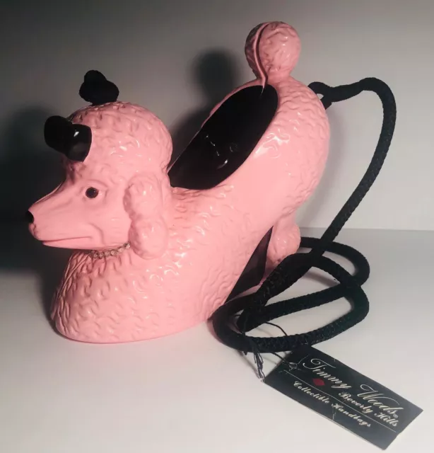 Stylized Timmy Woods Pink Poodle, High Heel Carved Dog Purse, w/ Tag Stylized Timmy Woods Pink Poodle, High Heel Carved Dog Purse, w/ Tag