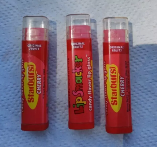 3-Rare Lip Smackers Bonne Bell Starburst Cherry Gloss Vintage Y2K Makeup