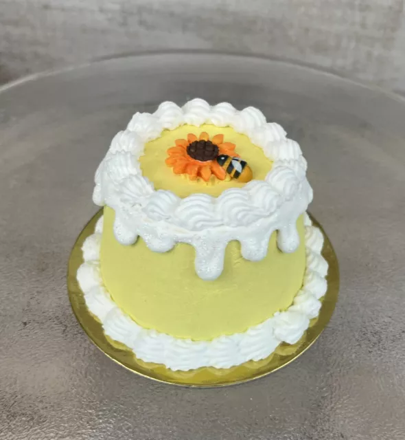 Bee Cake, Fake Mini Yellow Drip Cake With Bee, Fake Display Cake, Photo Prop