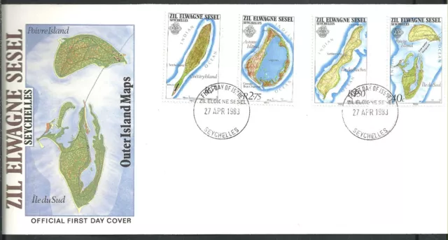 1109/Seychellen Äußere FDC ETB 1983 46-49 Inseln Landkarten