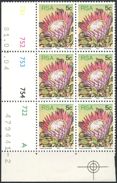 South Africa 1977-82 SG#418, 5c Proteas, Plants Definitive MNH P12.5 Block#E8953