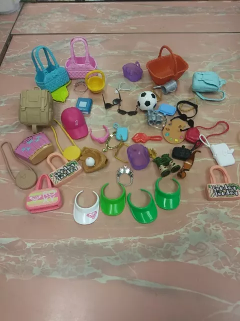 MATTEL Barbie Doll Accessories Lot Of Bags Backpack Hats Glasses Much More