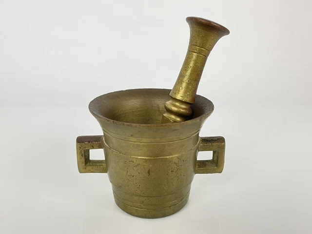 Small Brass Apothecary 2” Mortar and Pestle Spice Herb Grinder Pill Crusher