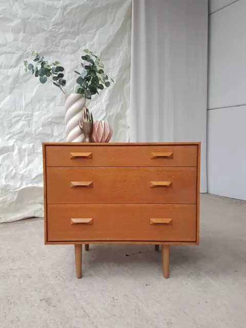 Vtg Mid Century Stag Oak Chest Of Drawers Retro Scandi Danish #2416