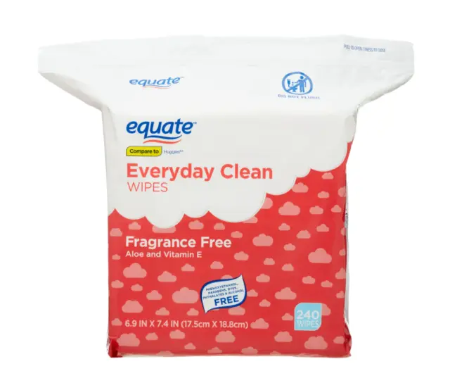 Equate Everyday Clean Aloe Wipes, 1 Resealable Pack (240 Total Wipes)