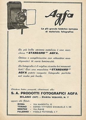 Y0988 Macchine fotografiche Standard AGFA Advertising Pubblicità 1928 