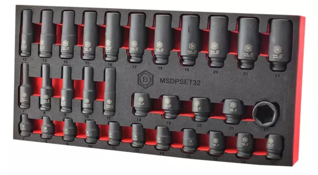 32Pc Standard & Deep 3/8" Impact Socket Set (6 Point) From Britool Hallmark