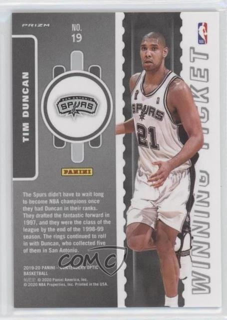 2019-20 Panini Contenders Optic Winning Tickets Tim Duncan #19 HOF 2