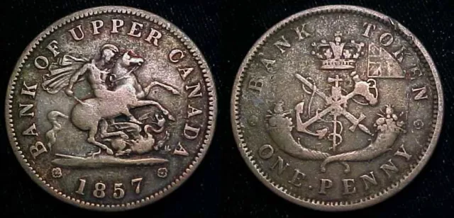 CANADA 1857 Bank of Upper Canada Penny Token F