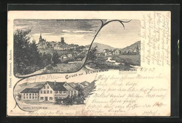 Ansichtskarte Blumenthal, Hotel Eifeler Hof, Ortsansicht 1905