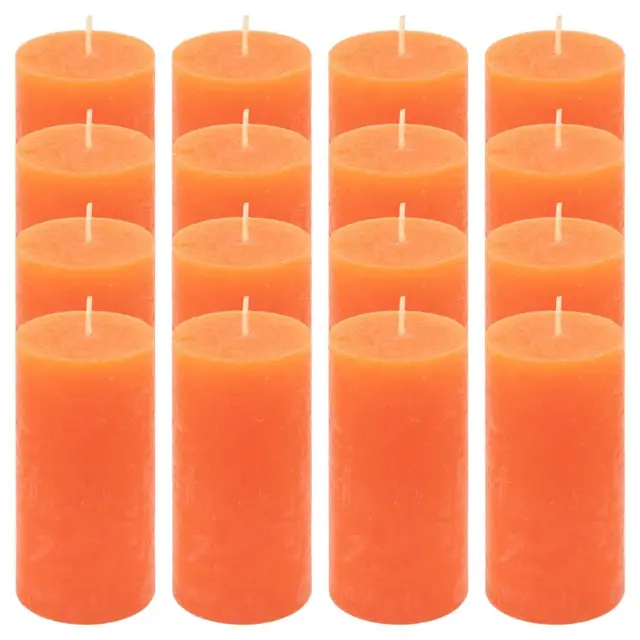 16er Set Rustik-Kerze orange Höhe 10 cm Ø 5 cm lange Brenndauer Rund-Kerze Deko