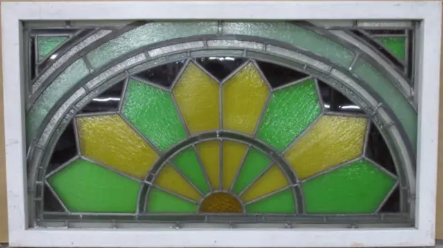 OLD ENGLISH LEADED STAINED GLASS WINDOW TRANSOM Beautiful Abstract 37" x 21"