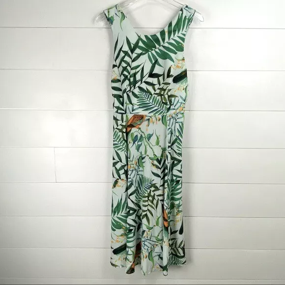 NEW ASOS 6 Tropical Birds Midi Ruffle Back Dress