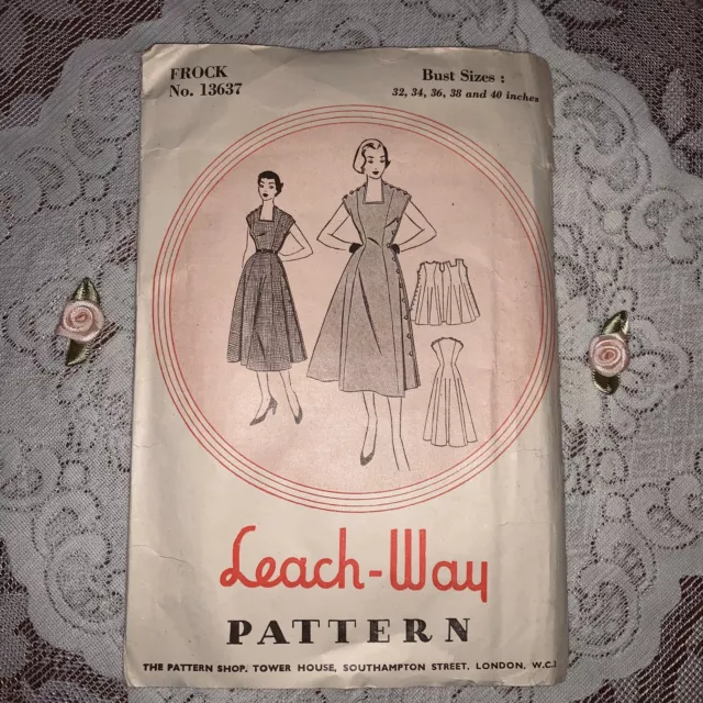 Rare Leach Way Pattern 13637 Vintage 1950s Dress Pattern / 50s / Bust 34''