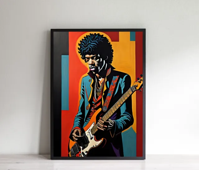 Guitar Wall Art Poster, Jimi Hendrix Guitarist, Birthday Gift Present