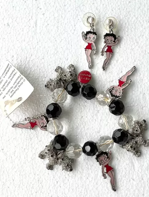 Betty Boop -Bracciale elastico c/ciondoli + Orecchini