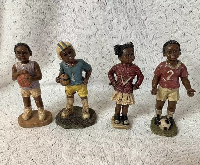 *Vintage * Black Americana  Figurines* (Children Playing Sports )  Aprox 6”