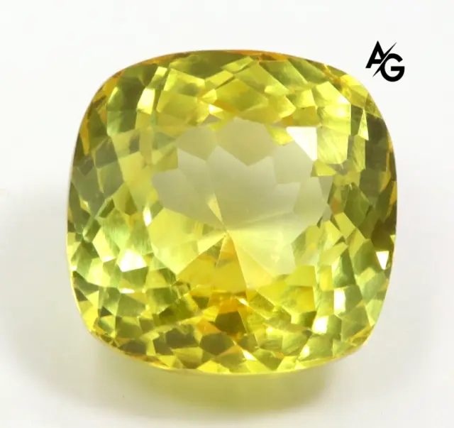 AAA+ 14.50Ct Natural Yellow Ceylon Sapphire Cushion Cut Loose Gemstone Certified