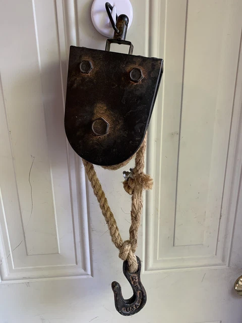Nautical Pulley With Cast Iron Hook- Wall Decor!