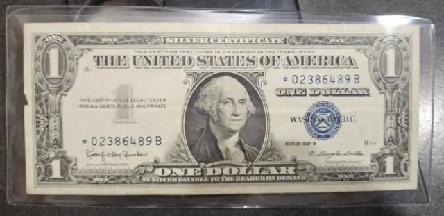 One Dollar Bill Silver Certificate Blue Seal Series 1957B- Very Nice