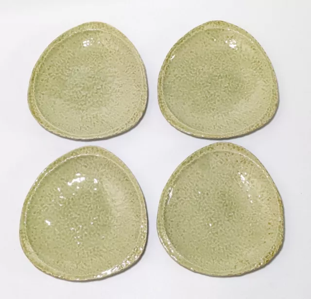 Fortunata Casa Mia Set of 4 Green Triangular Plates NEW Italy Adiano Tolomei MCM