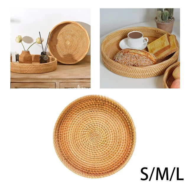 Panier De Fruits Rond En Osier 26cm - Corbeille Service Rotin Naturel Pour Cuisine Et Table